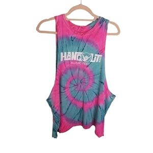 Hang Out 2018 tie dye concert music festival muscle tee shirt